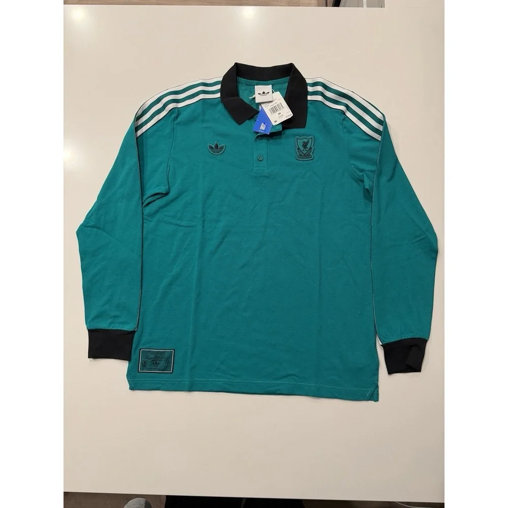 Adidas Liverpool FC Icon Polo Shirt Sea Green JW5471 Mens Medium NWT